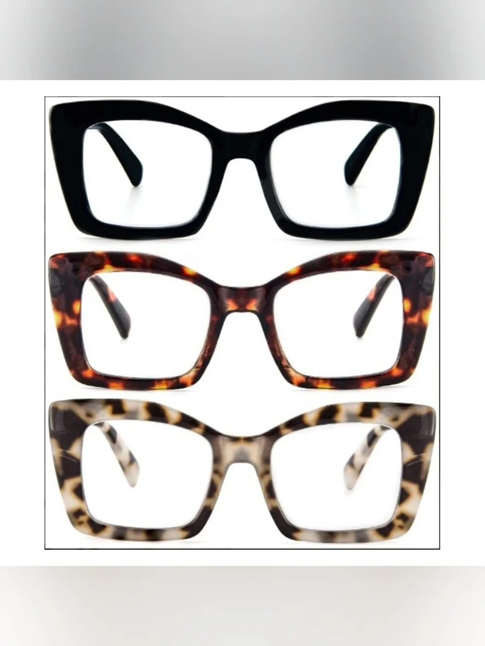 Women's Oversized Anti Blue Light Glasses +0.00 Non Prescription Eyewear